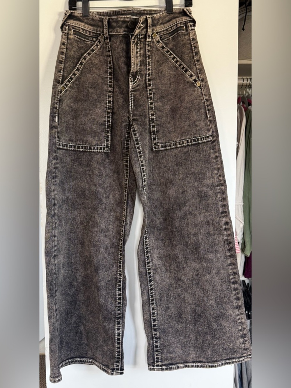 LAST CHANCE. True Religion High-Waist Acid Wash Wide Leg Jeans